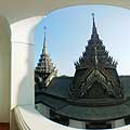 View from the interior of Wat Rachanadda, the Metal Wat in Bangkok Thailand