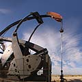 Interactive Virtual tour - Operating oil pump in a  opening in a plum orchard in Taft California - Spherical photography by Bo Lorentzen - Canon Pro1 wth Nikon FC-E9 spherical fisheye lens